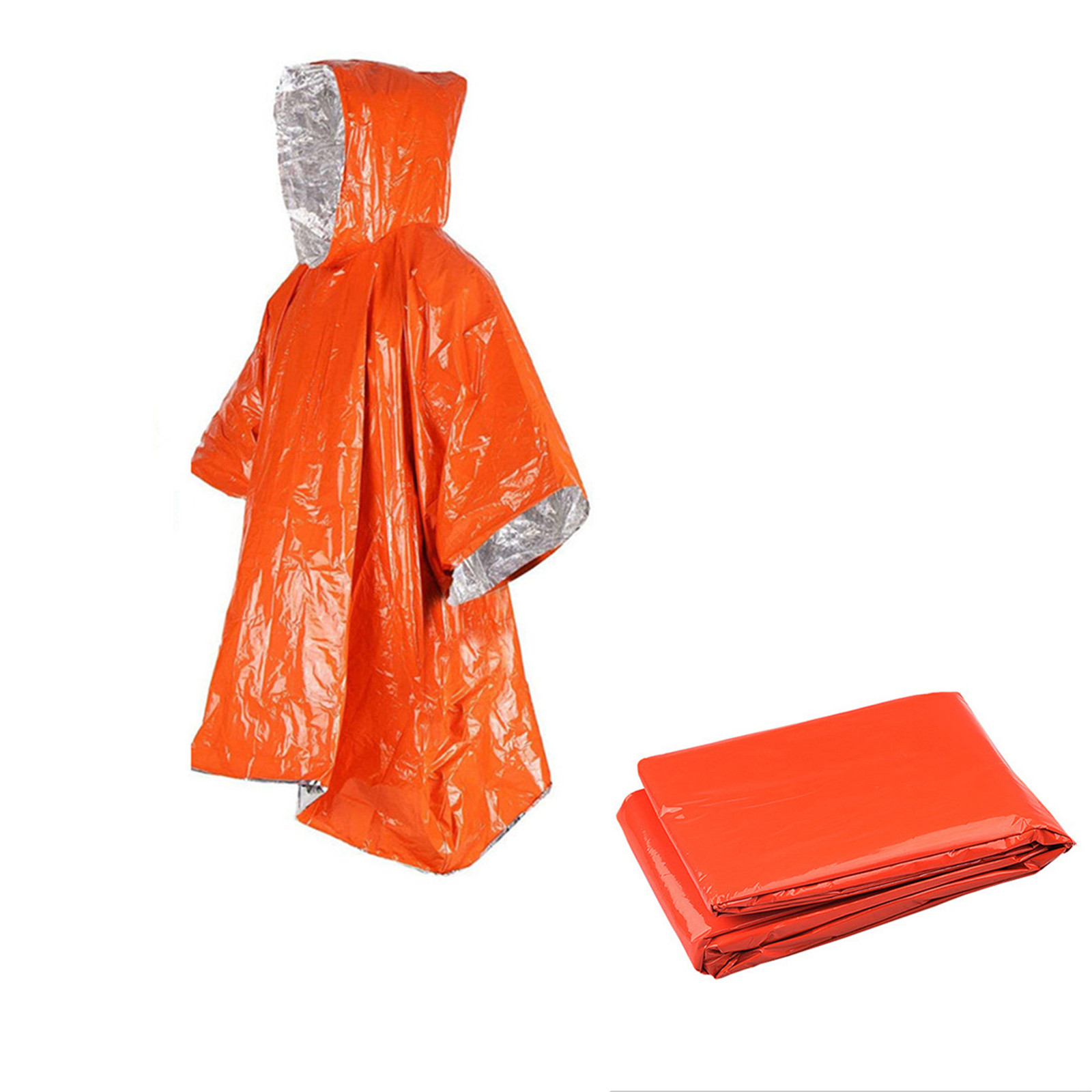 Emergency Poncho Rain - Noodwegwerpbare regenponcho van aluminiumfolie - Waterdicht,