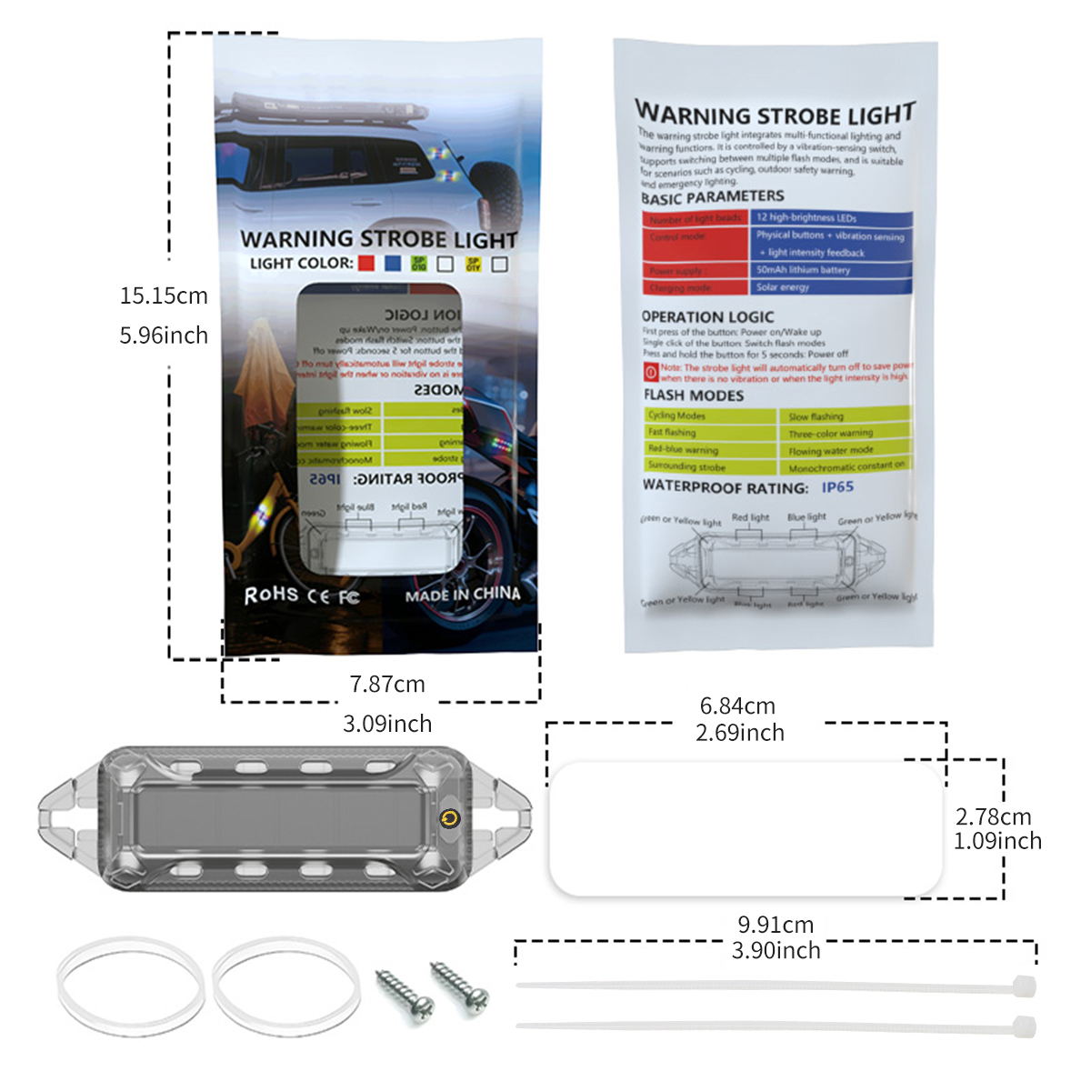 1pc draadloze LED op zonne-ene - Sos Light Strobe recensie en prijs